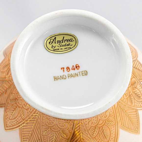 Vintage Andrea by Sadek Gold Lotus Porcelain Ginger Jar Japan, Lidded Floral Urn - Picture 3 of 3